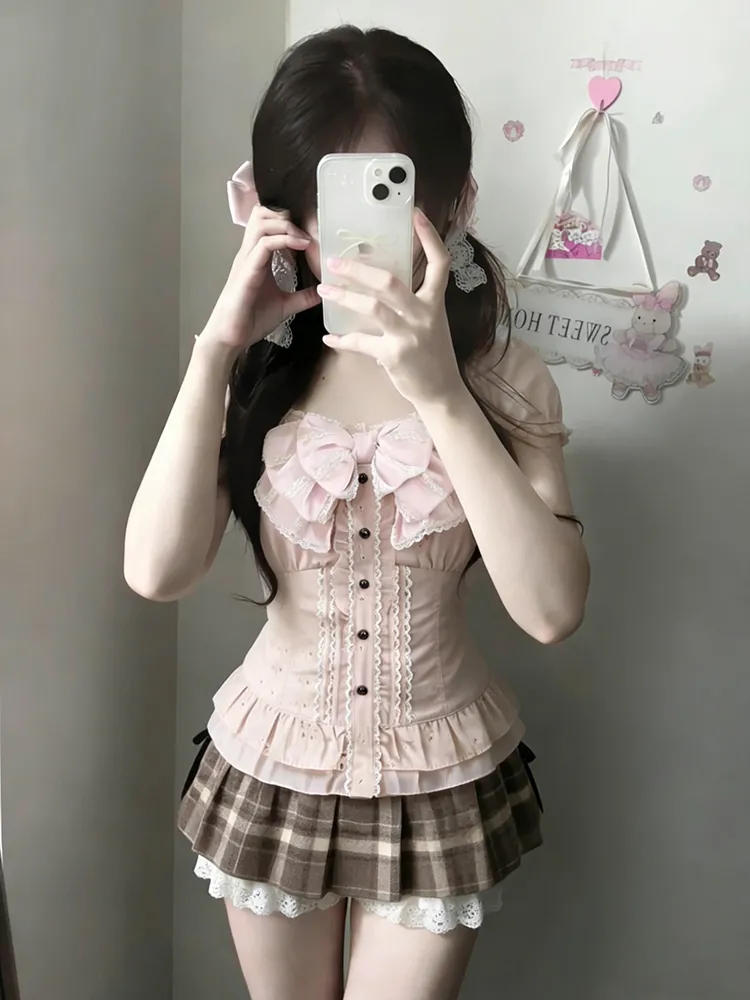 Japanese Sweet Three Piece Set - đánh giá và giá Lace Trim Cami